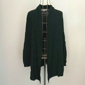 LOFT Dark Green Long Textured Cardigan Duster Large